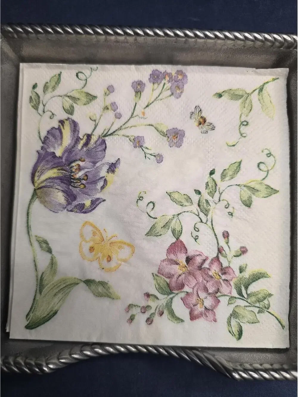 Rare Lenox Butterfly Meadow Everyday Soiree Silver Napkin Box Butterfly Weight